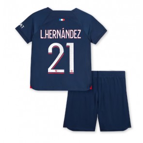 Paris Saint-Germain Lucas Hernandez #21 Hjemmebanesæt Børn 2023-24 Kort ærmer (+ korte bukser)